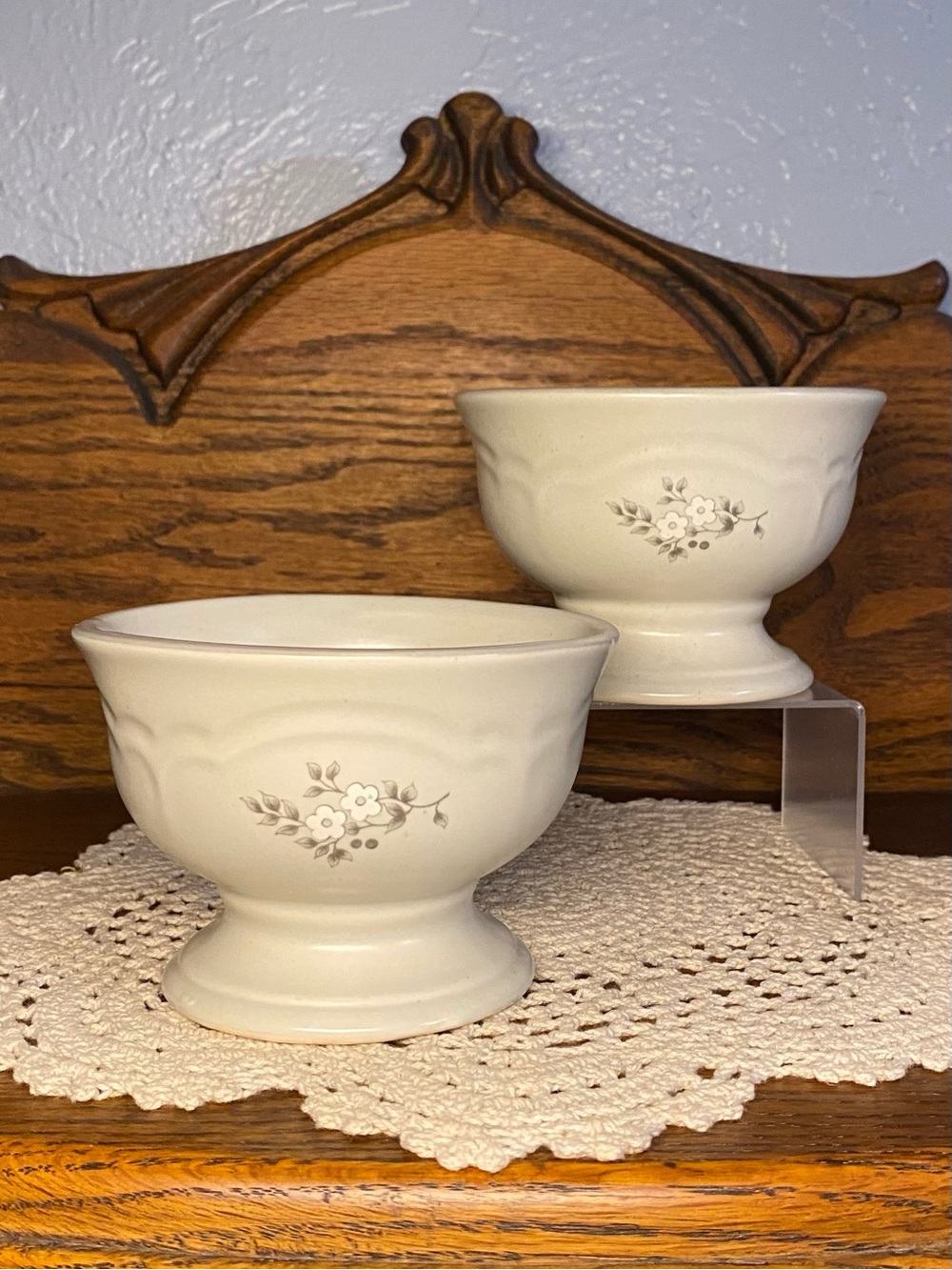 Set of (2) Pfaltzgraff Heirloom Footed Sherbet Dessert Dishes